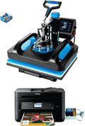 Sublimation Starter Kit – 15x15 Heat Press & Printer Bundle 8in1 Professional Combo for Mug Tumbler T-Shirt Business