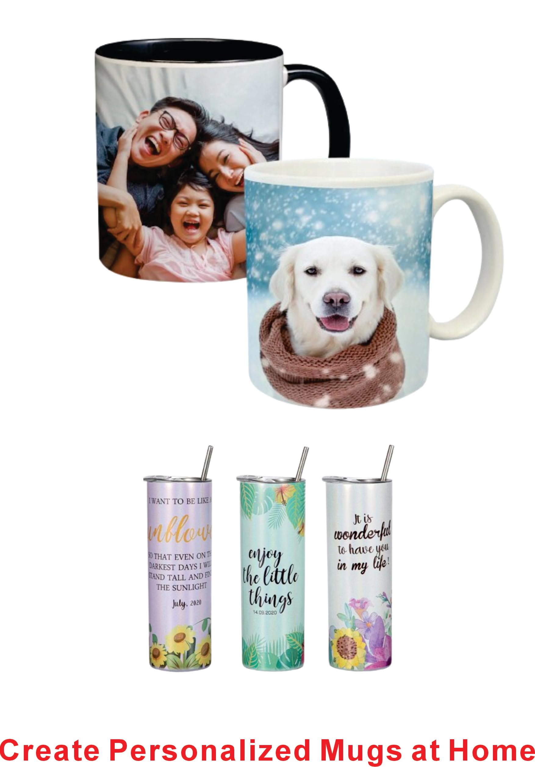 DAVACE Sublimation Starter Kit for Beginners – All-in-One Heat Press & Printer Bundle, 15x15 8-in-1 Press, 30oz Tumbler, Ink & Blanks Included